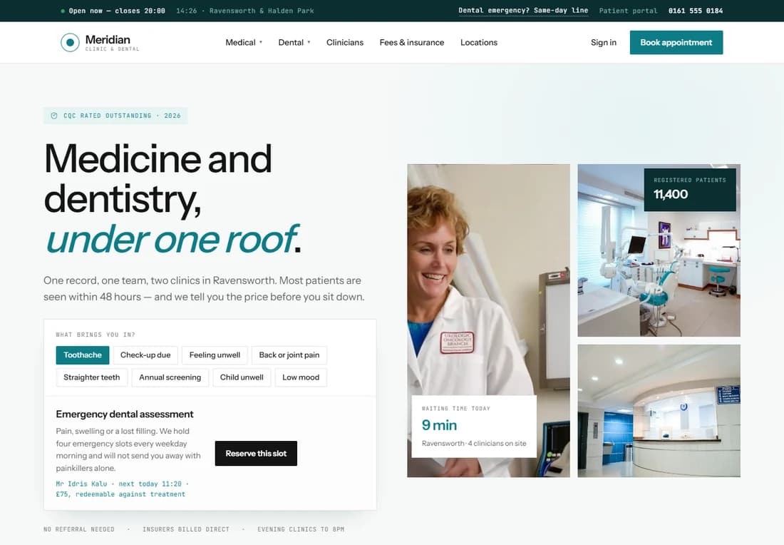 Meridian Clinic homepage preview