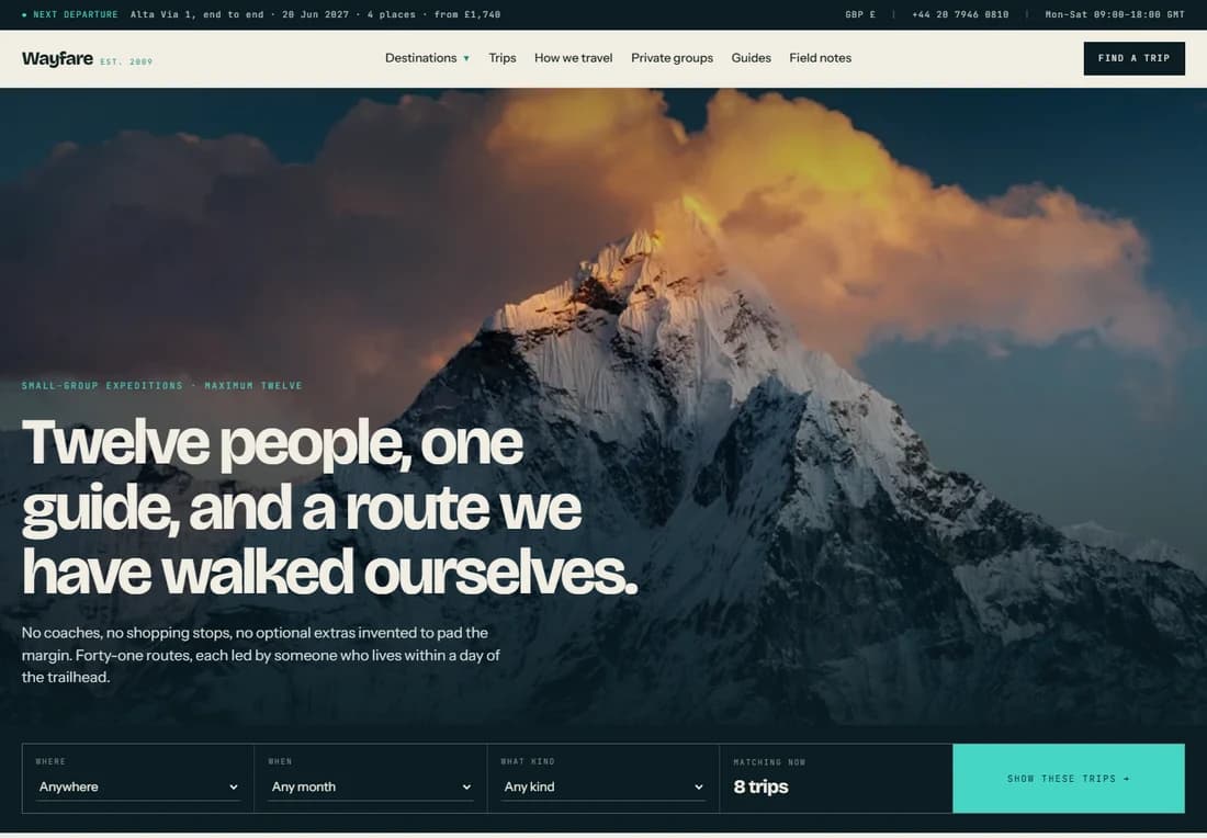 Wayfare: the actual Prism travel & expeditions starter site